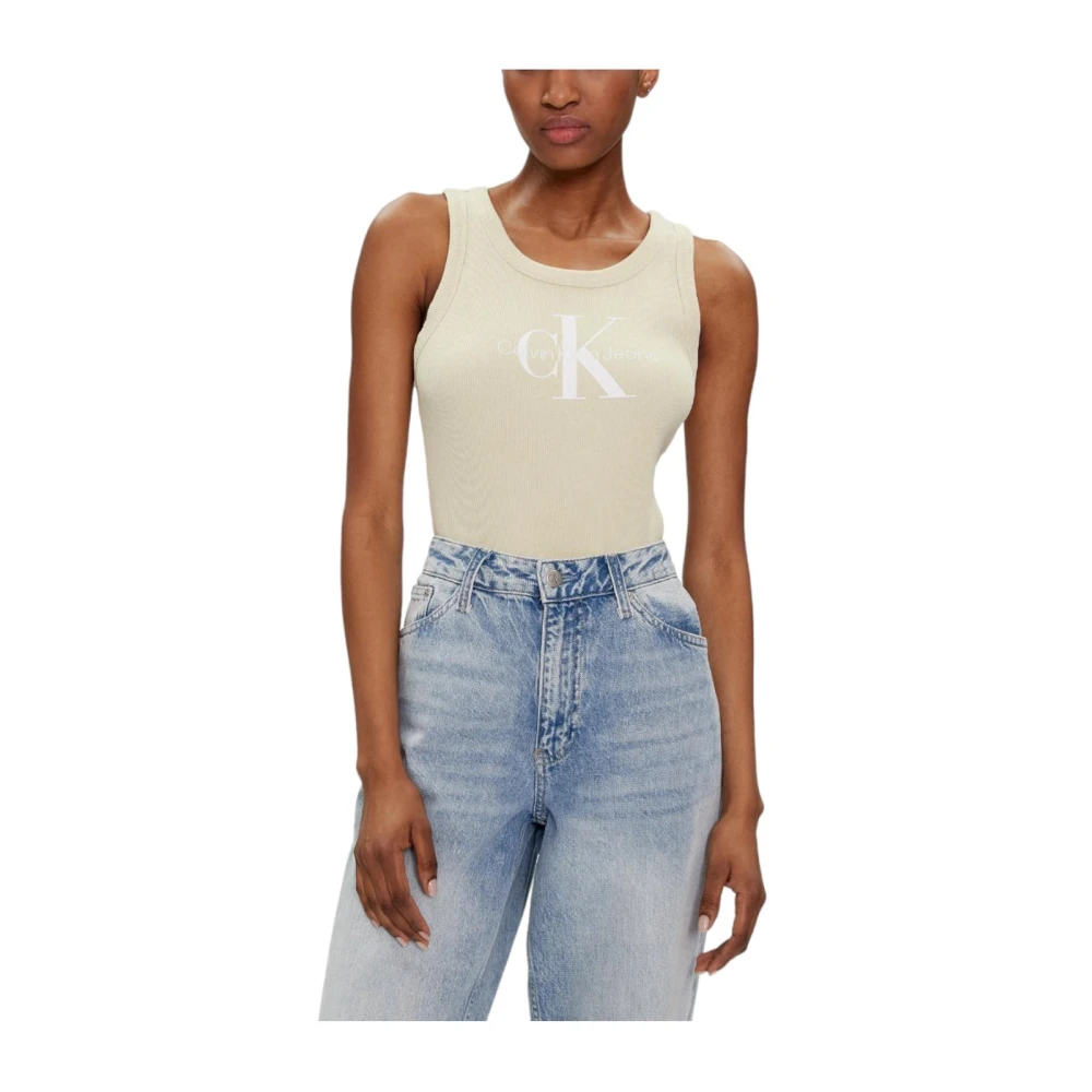 Calvin Klein Women's Green Sleeveless Tops, L, Sleeveless Top