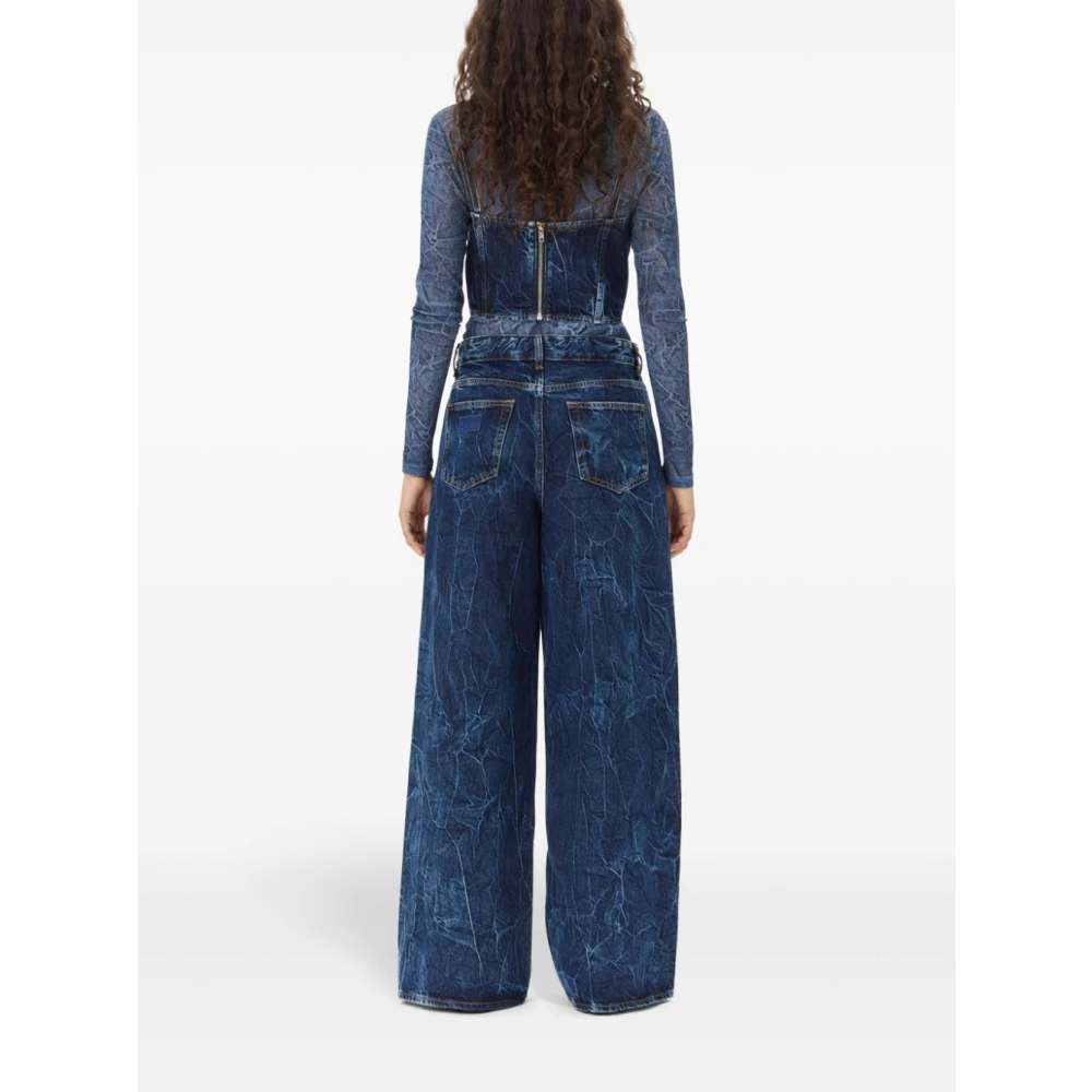 Ganni Blauwe Wide Leg Denim Jeans Blue Dames