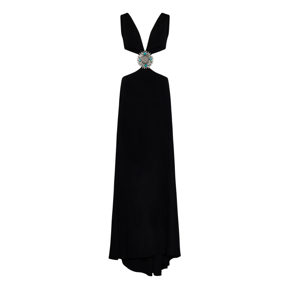 Roberto Cavalli Zwarte jurk met turquoise sieraden Black Dames
