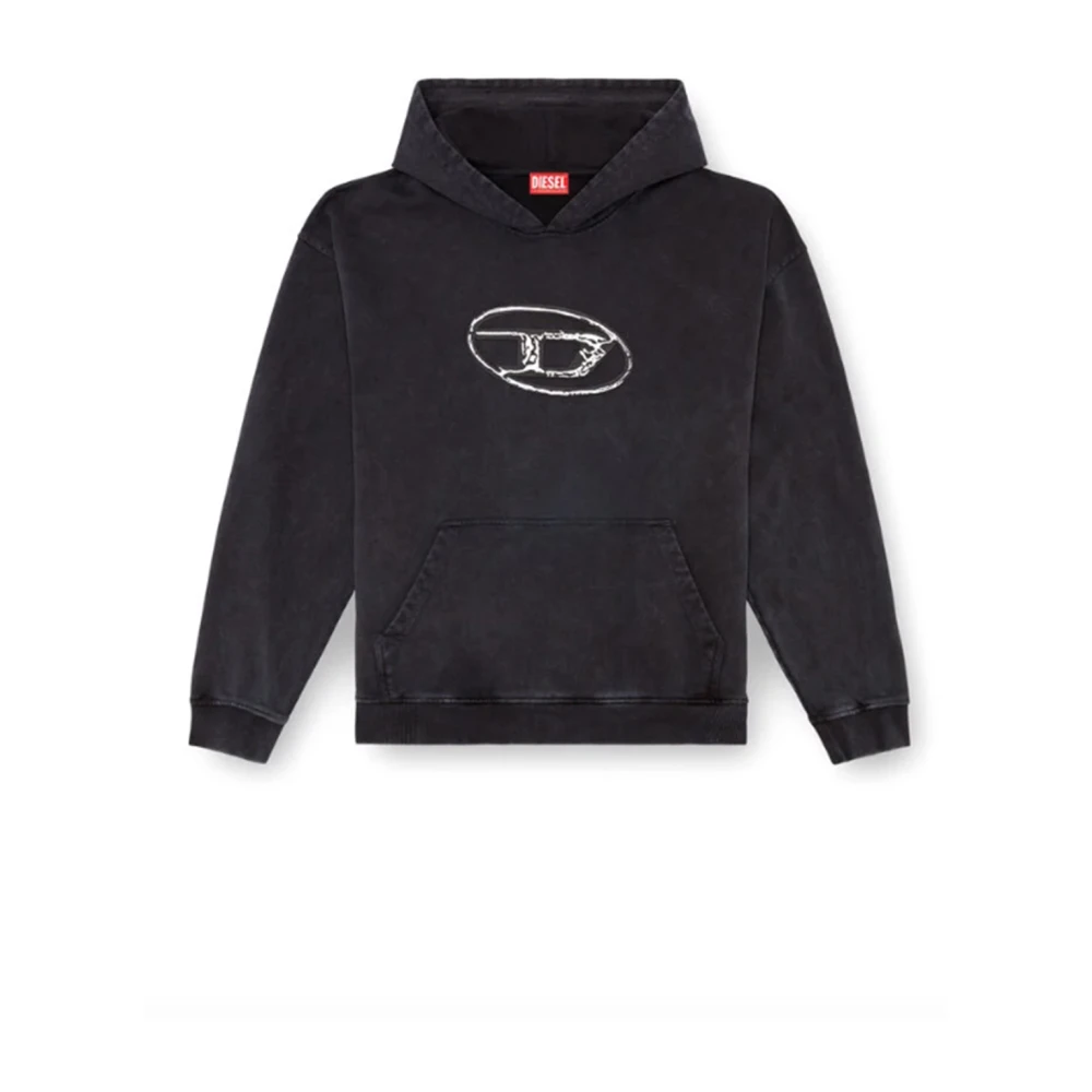 Diesel Gelaagde Logo Print Hoodie Black Heren