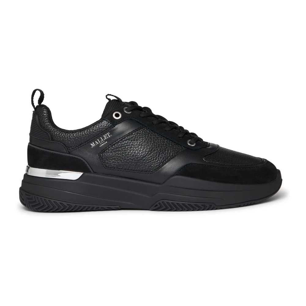 Mallet London Zwarte Zilveren Leren Sneakers Radnor Heren Schoenen
