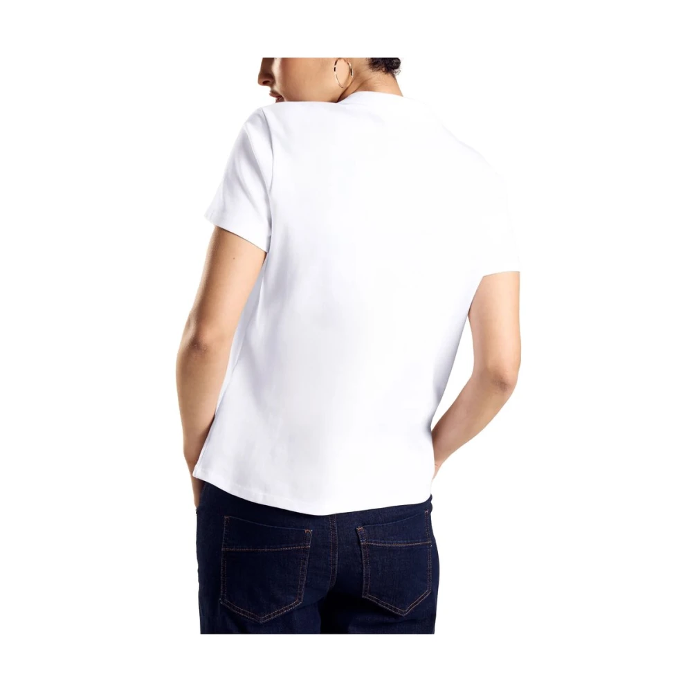 Street One Wit Katoenen T-Shirt Dames Collectie White Dames