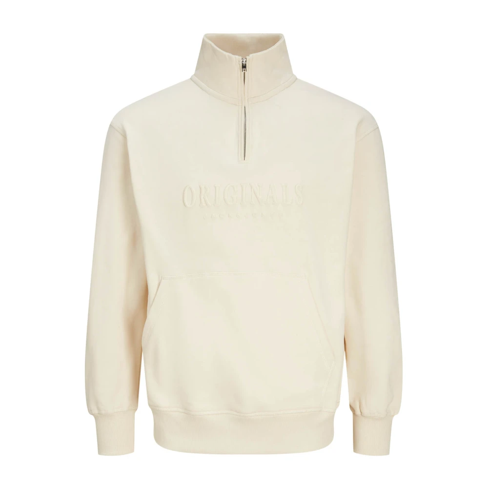 Jack & jones Sweatshirt met kwart rits Antiek Wit White Heren