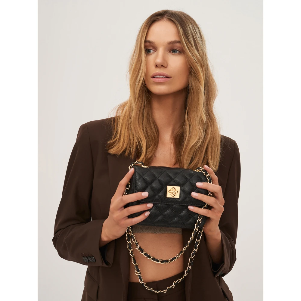 Kazar Gevoerde kleine leren tas met een ketting Black Dames