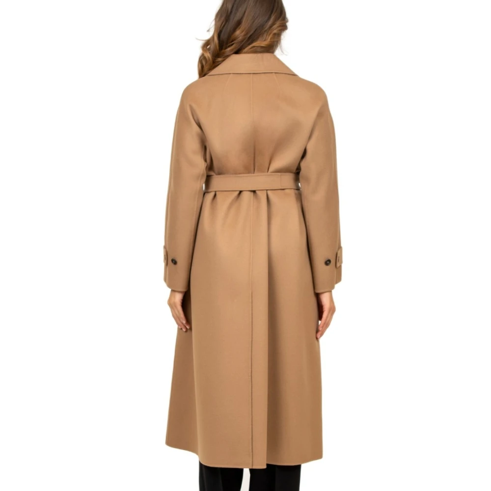 Max Mara Kameel Wollen Jas Dubbel-Borst Handgemaakt Brown Dames