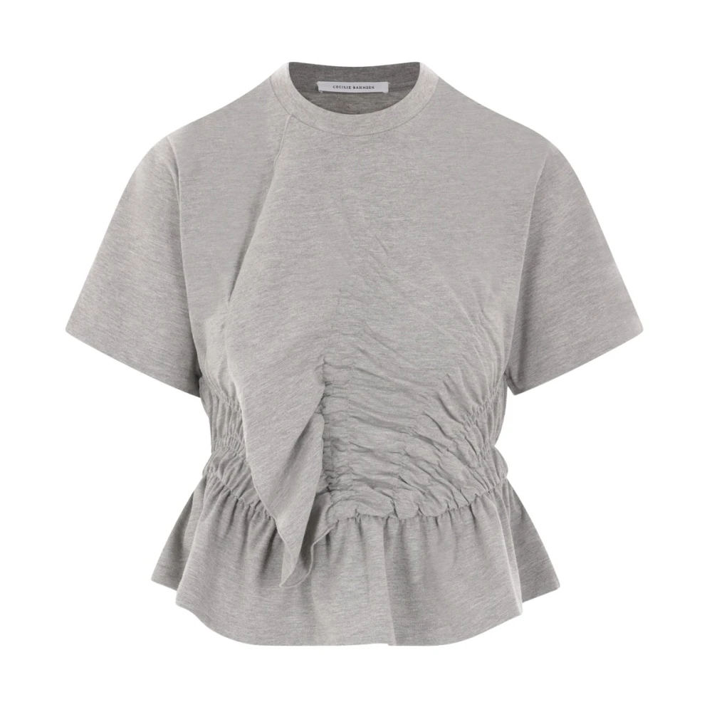 Cecilie Bahnsen Grijze Jersey T-shirt met Ruches Gray Dames