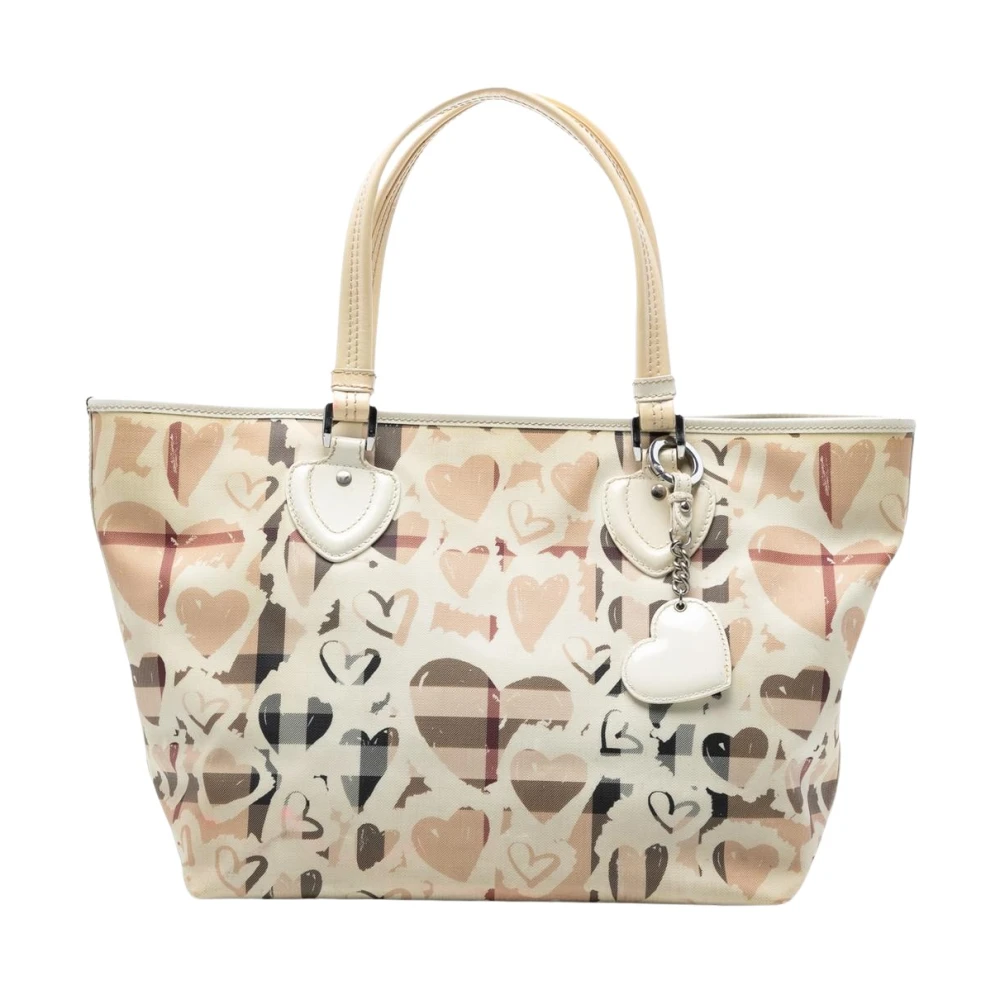 Burberry Vintage Women's Pre-Owned Tote Bag With Heart Pattern