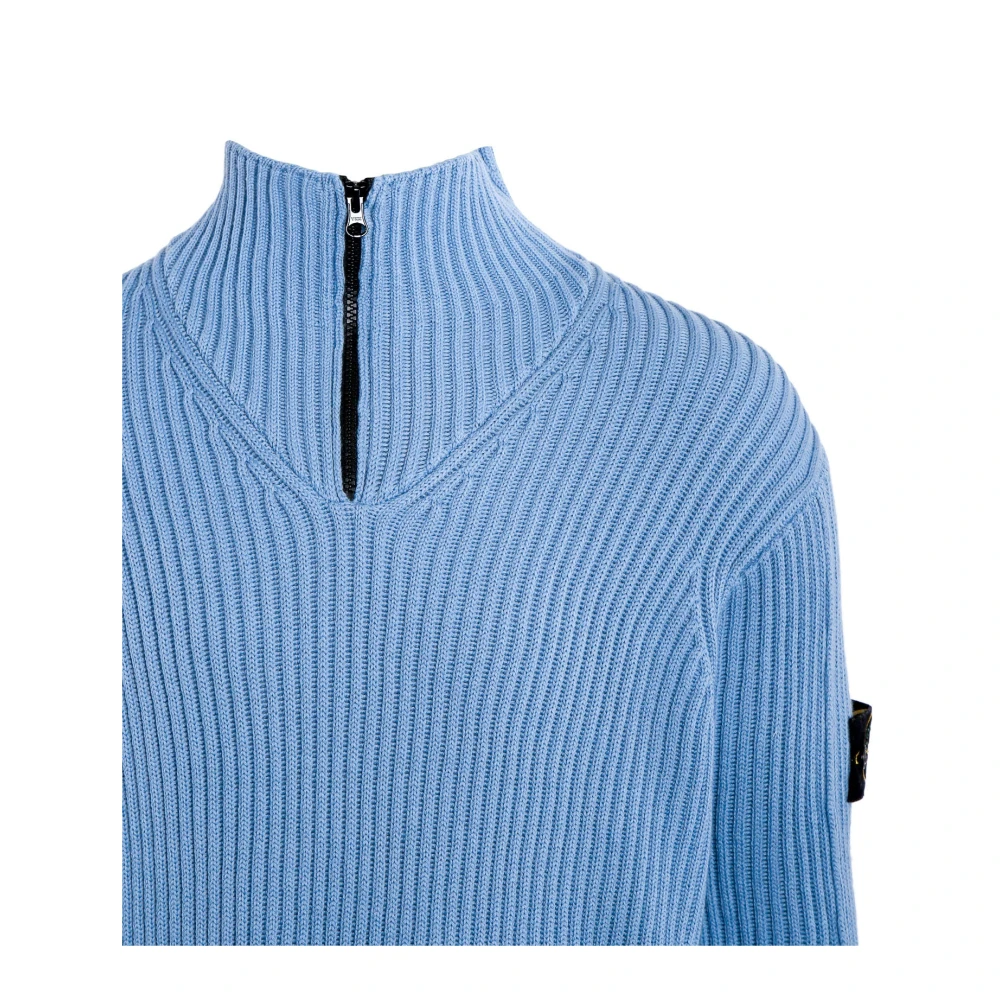 Stone Island Half-Zip Rolkraag Trui Blue Heren
