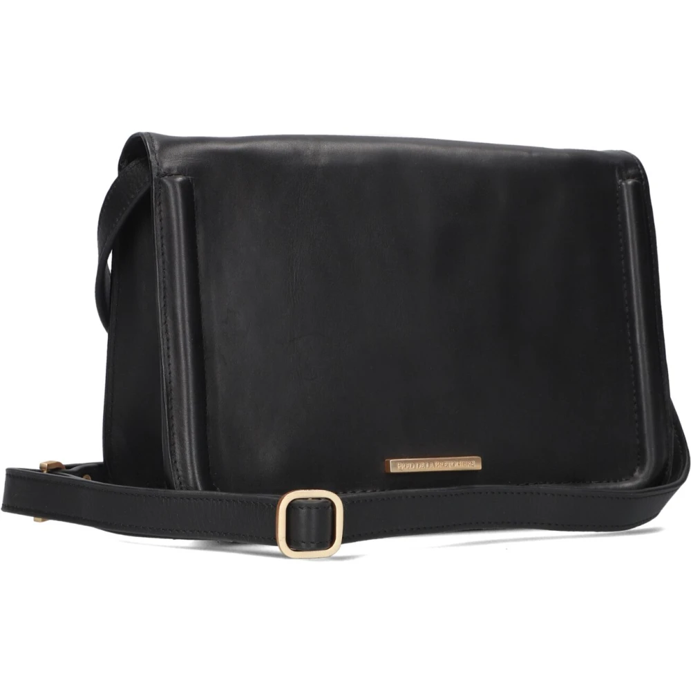 Fred de la Bretoniere Zwarte leren crossbody schoudertas Black Dames