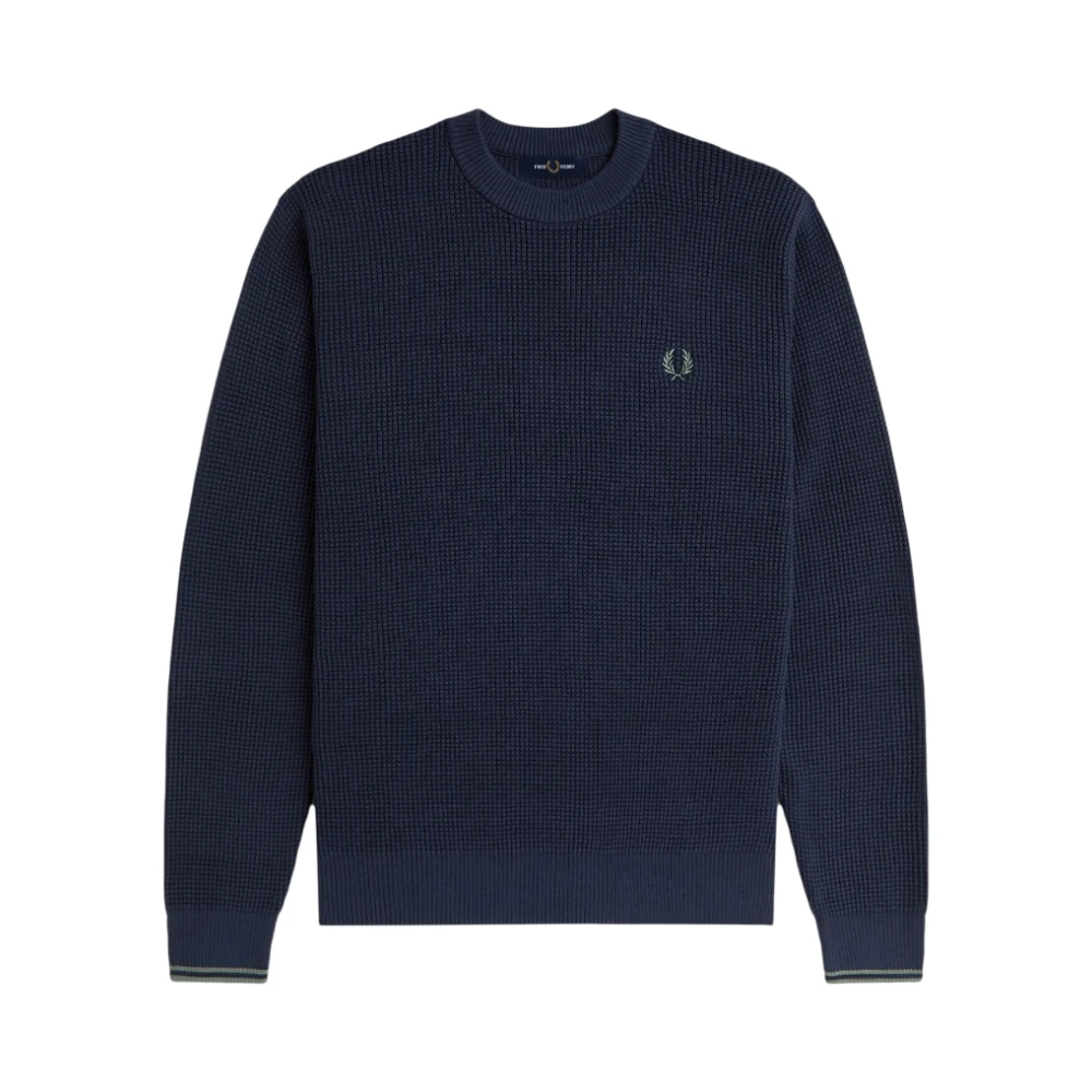 Fred Perry Men's Blue Round-Neck Knitwear, M, Clothing Sweatshirts Aw25