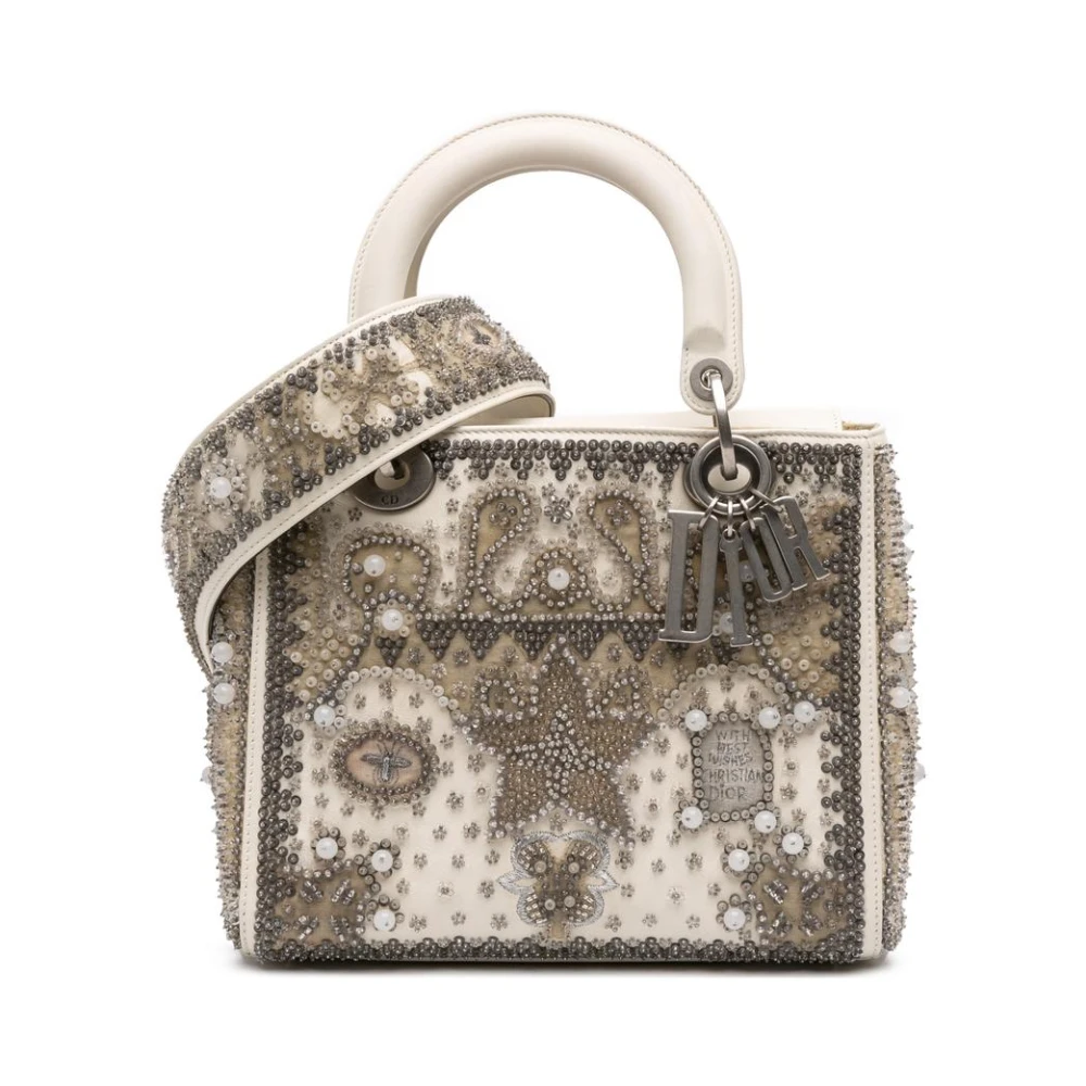 Dior Vintage Women's Brown Pre-Owned Embellished Top Handle Bag