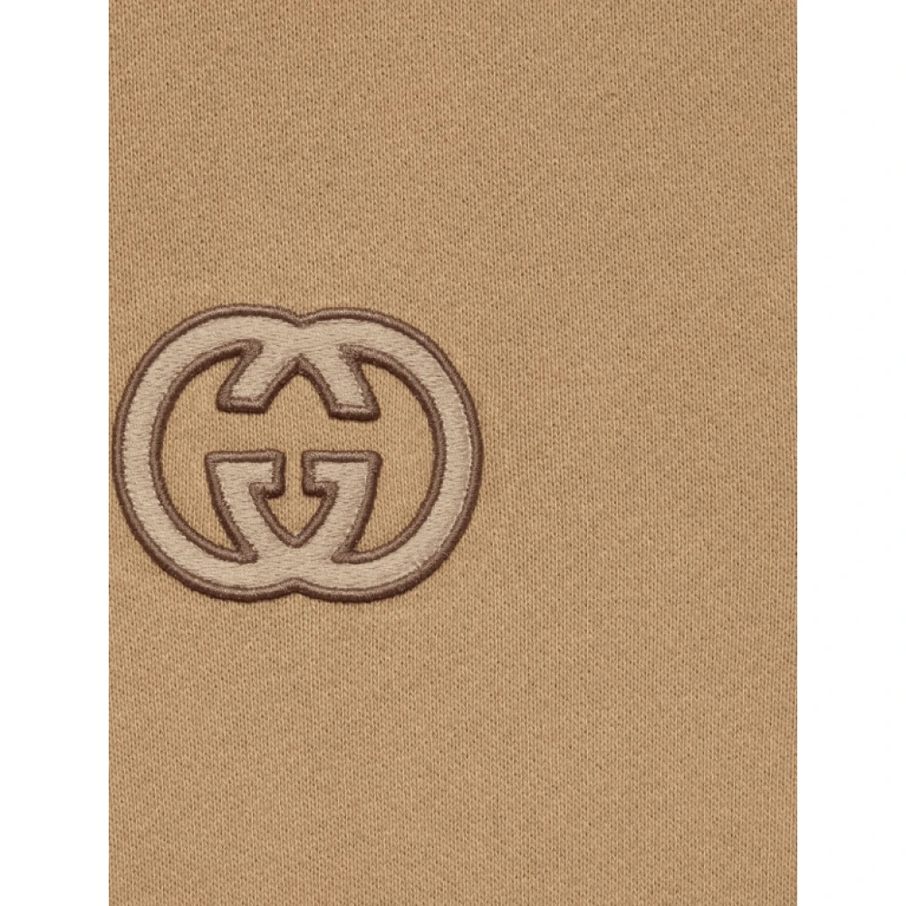Gucci Beige Katoenen Hoodie met Interlocking G Logo Beige Heren