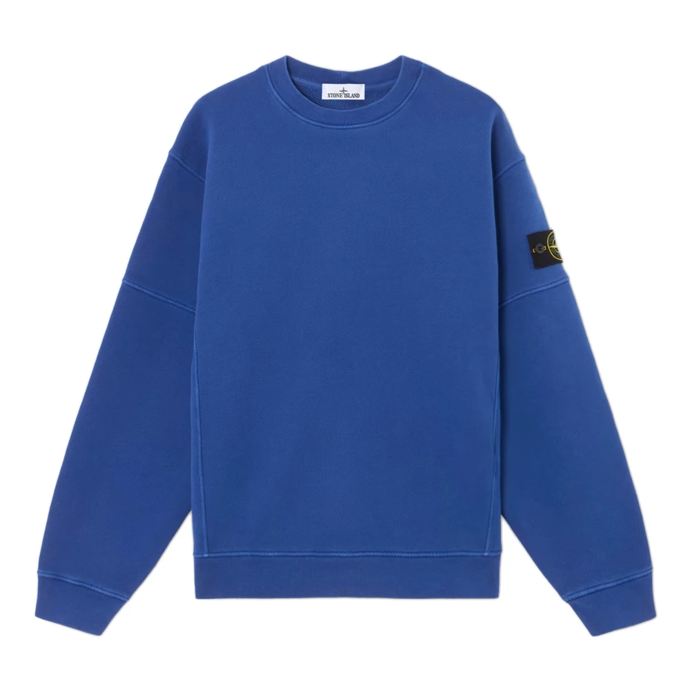 Stone Island Blauwe Ribtrui met Badge Blue Heren