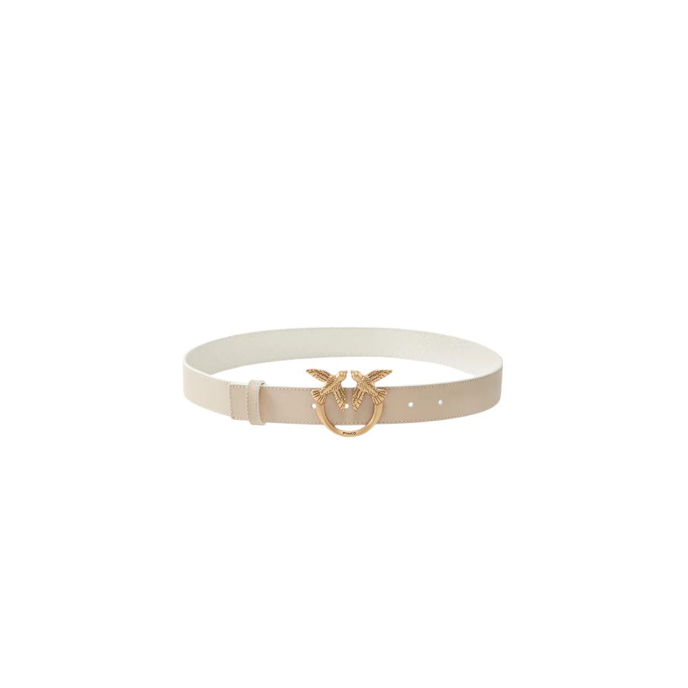 Pinko Reversible Leather Belt With Logo Buckle - Female - Belts - Beige - Xs - Accessories - Image 2