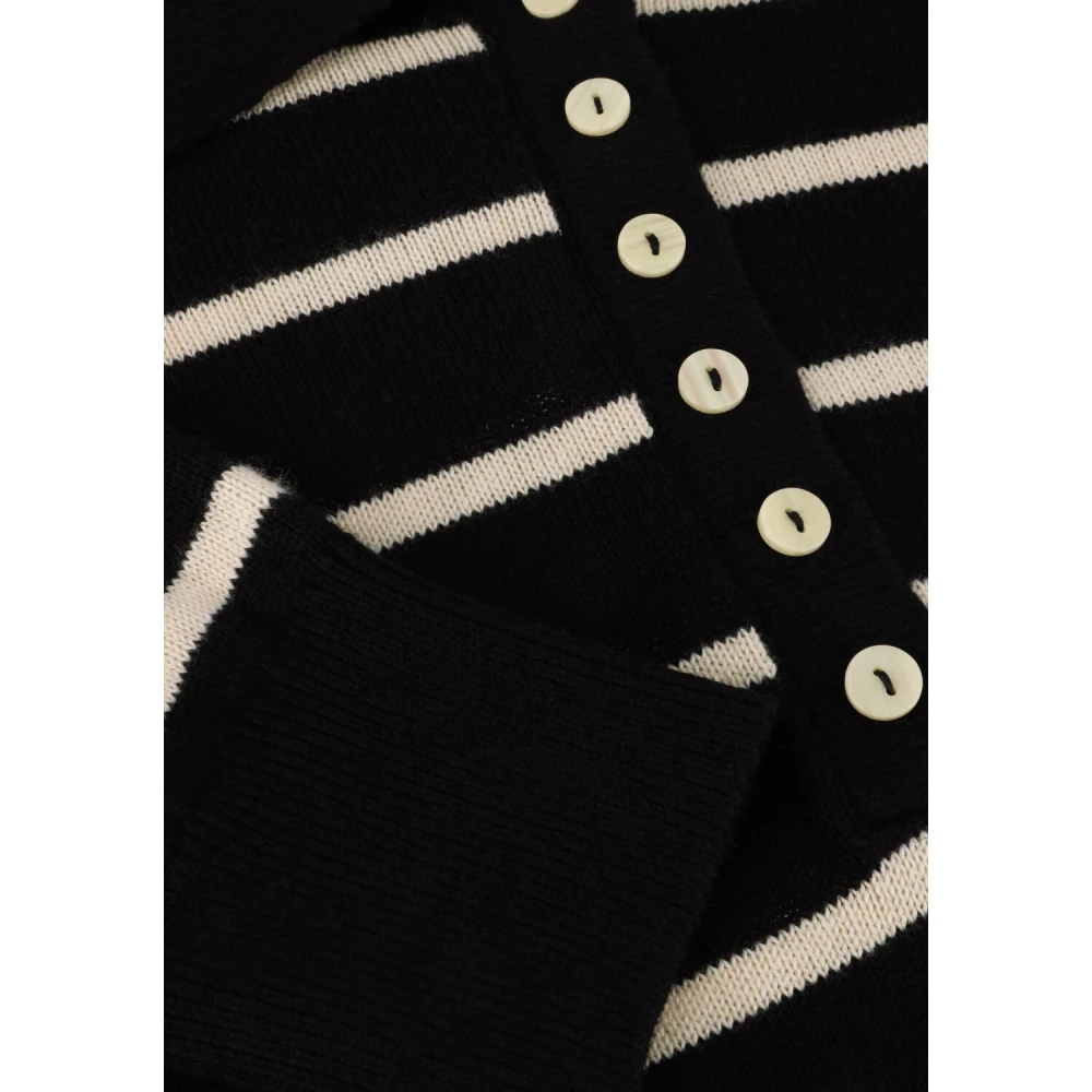 Modström Zwarte Gestreepte Polo Trui Black Dames