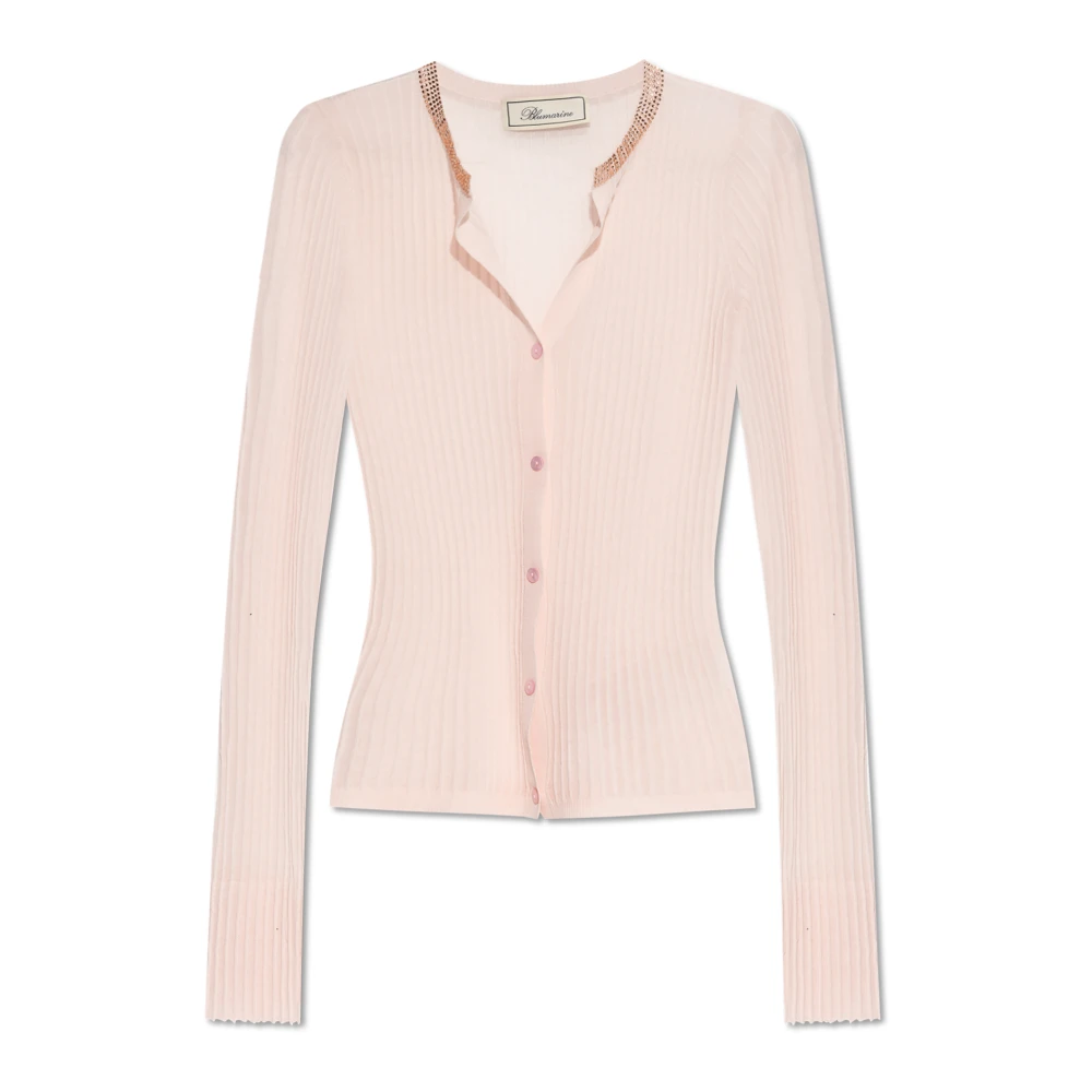 Blumarine Geribbelde vest met pailletten Pink Dames