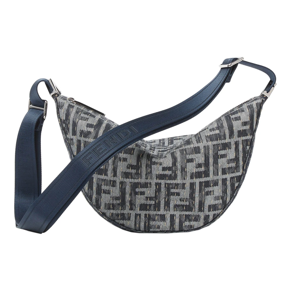 Fendi Blauwe Denim Look Crossbody Tas Blue Heren
