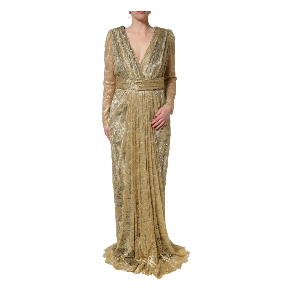 Dolce & Gabbana Yellow Gowns, Female, 3XL, Long Sleeves Mermaid Dress