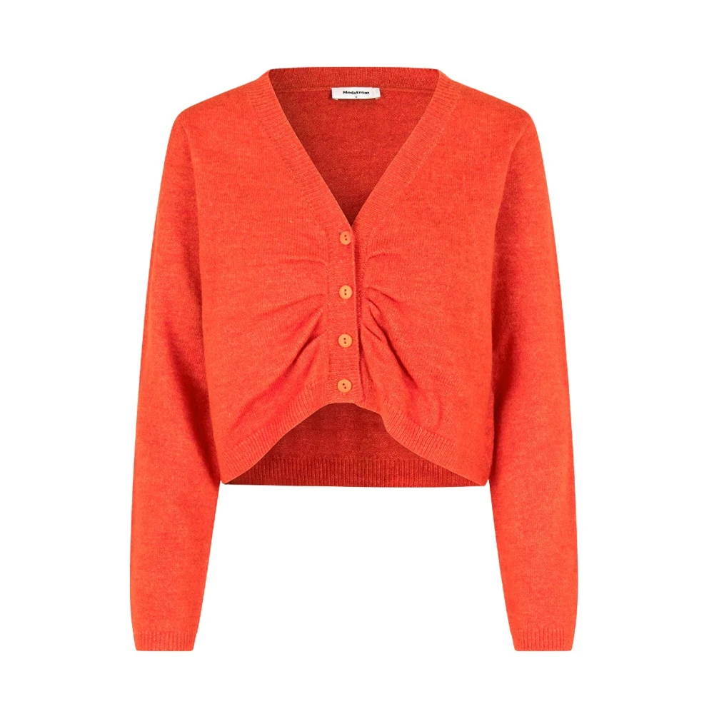 Modström Rode Cropped V-Hals Vest met Ruching Orange Dames