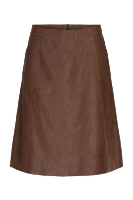 jupe-midi-en-forme-a-en-cuir-cognac-fonce