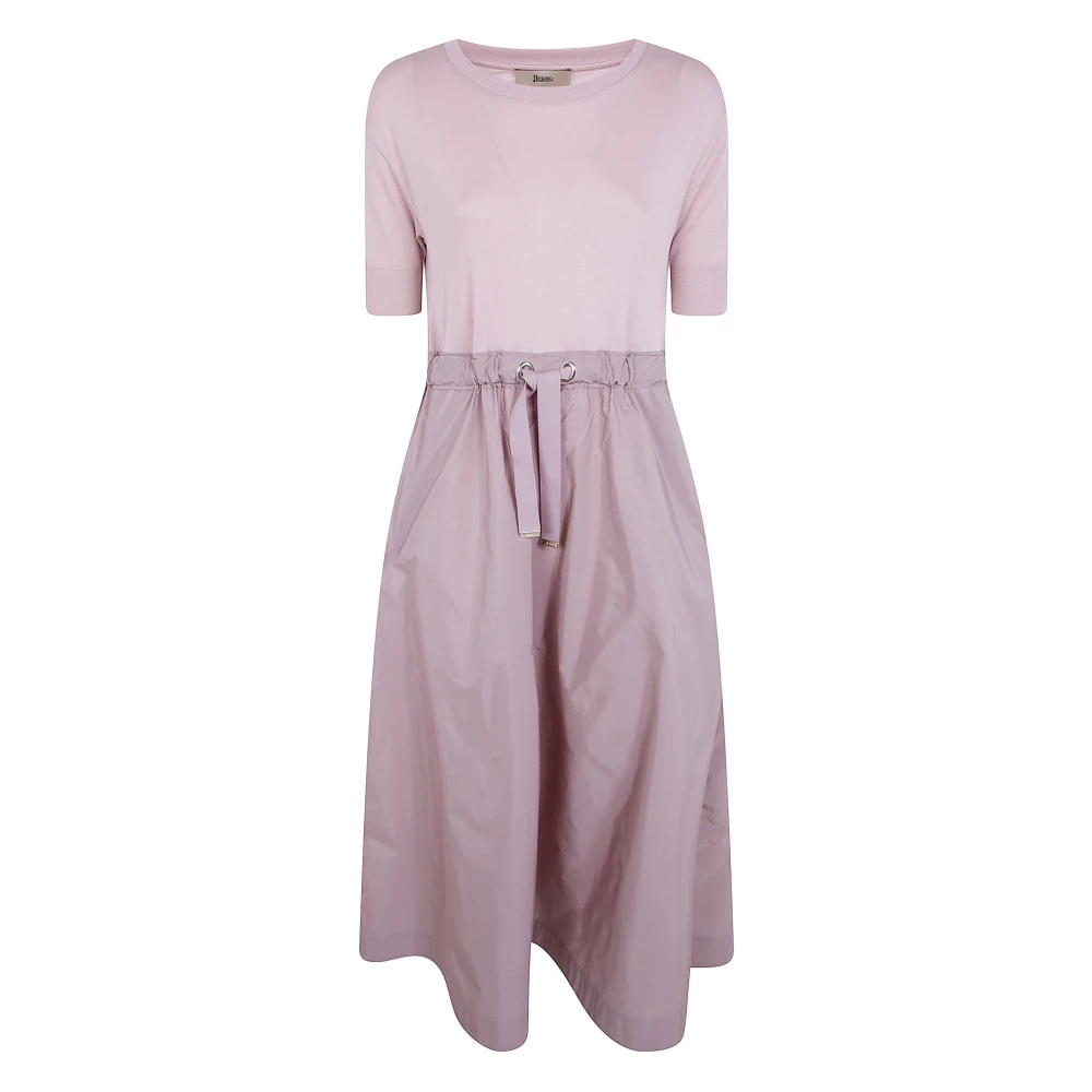 Herno Kvinno Rosa Klänningar Dam, Xs, Drawstring Midi Dress