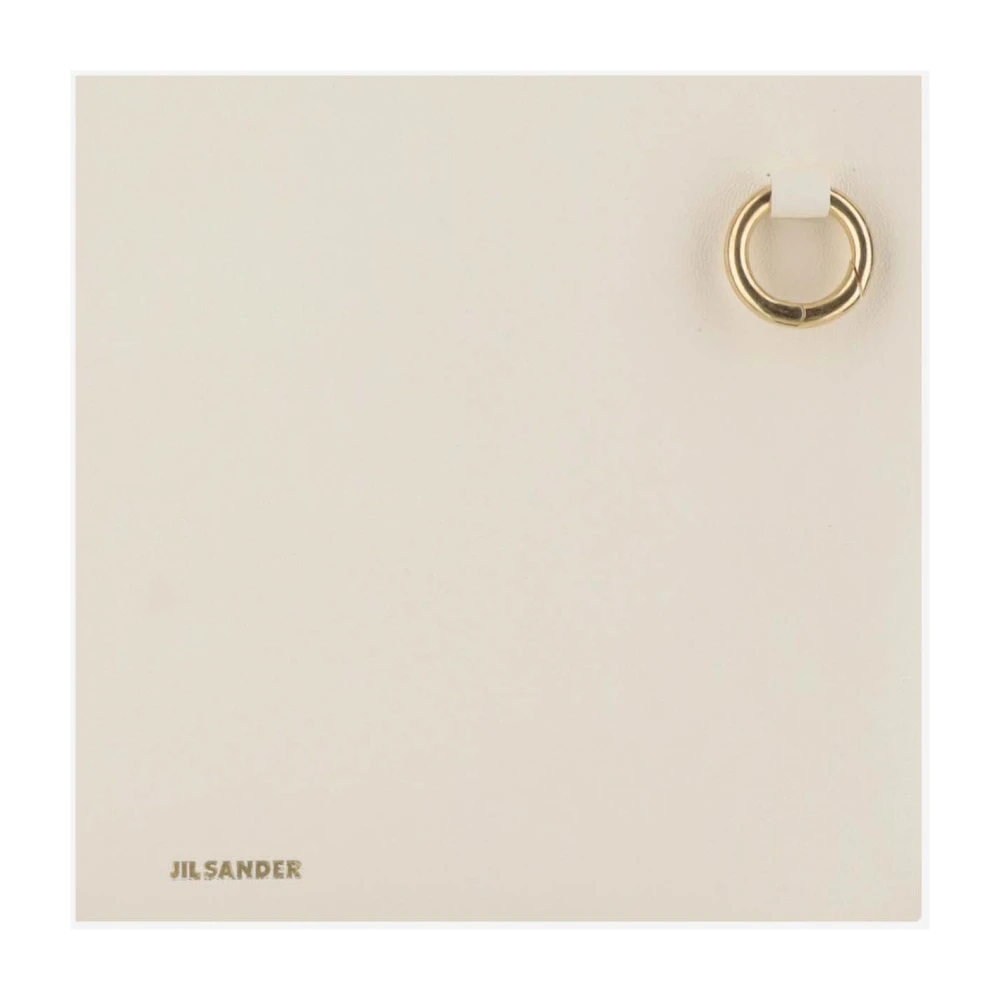 Jil Sander Leren Schoudertas met Gouden Logo Detail White Dames
