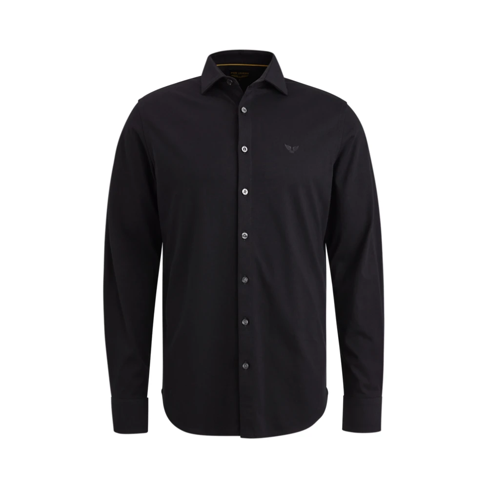 PME Legend Satin Jersey Overhemd met Kent Kraag Black Heren