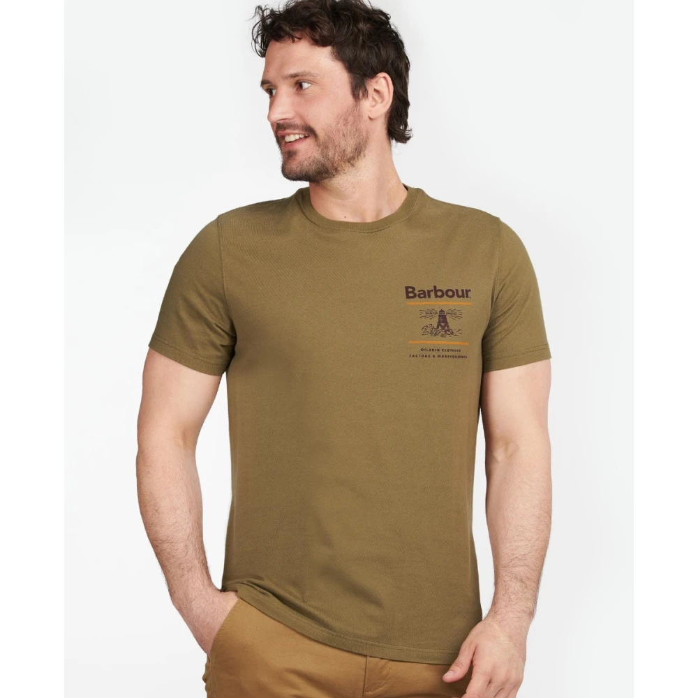 Barbour Khaki Oversized Casual T-Shirt Green Heren