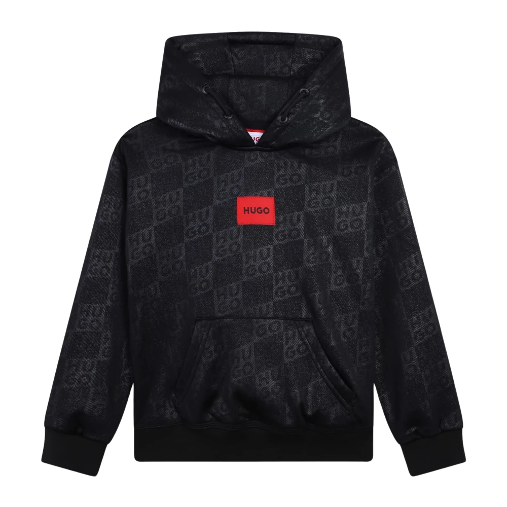 Hugo Boss Svart Hoodie Tröja Barn Pojkar Black, Pojke