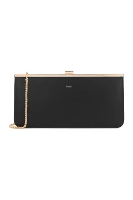 Elegant svart clutchväska med guldram