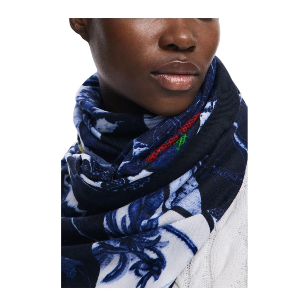 Desigual Blauwe Dames Polyester Sjaal Elegant Ontwerp Blue Dames