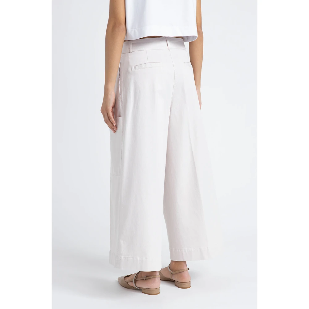 PESERICO Wijde broek in katoen zijde gabardine en tencel Pink Dames