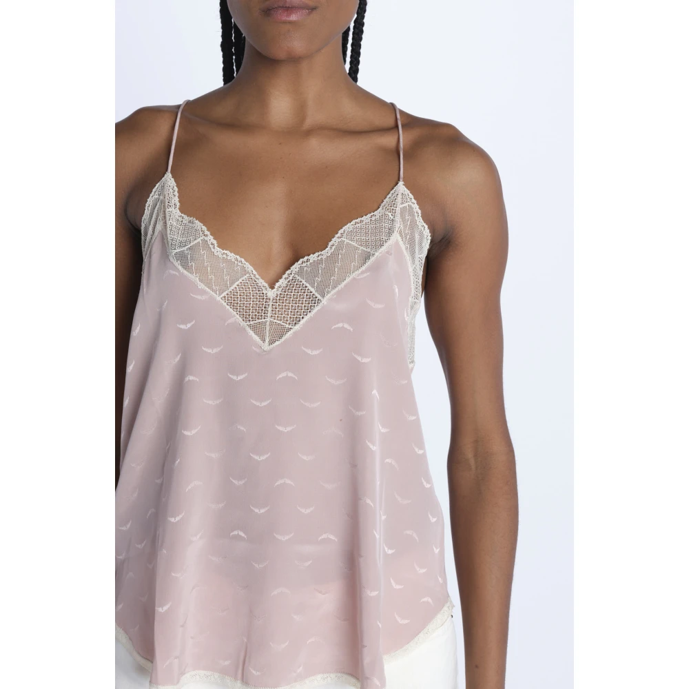 Zadig & Voltaire Roze Zijden Top met Vleugels Pink Dames