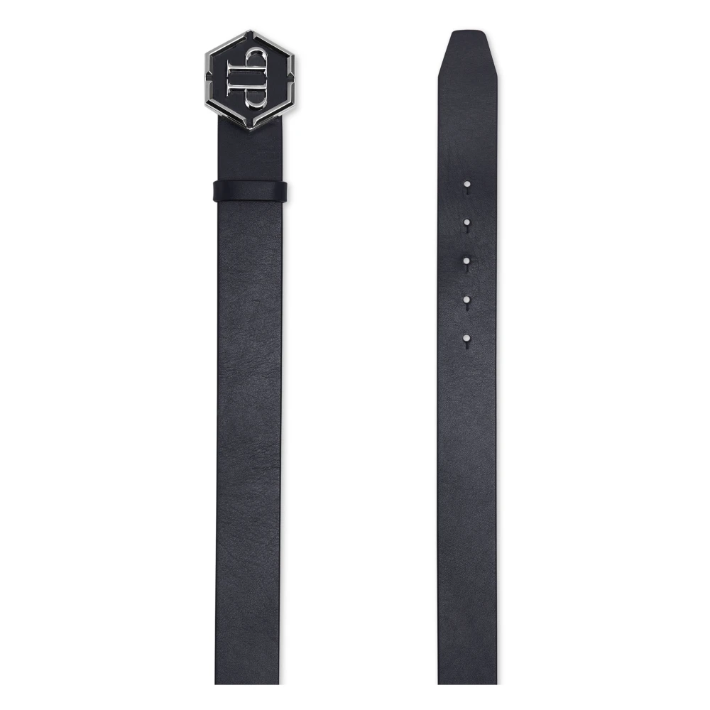 Philipp Plein Leren Riem met Uniek Ontwerp Blue Heren