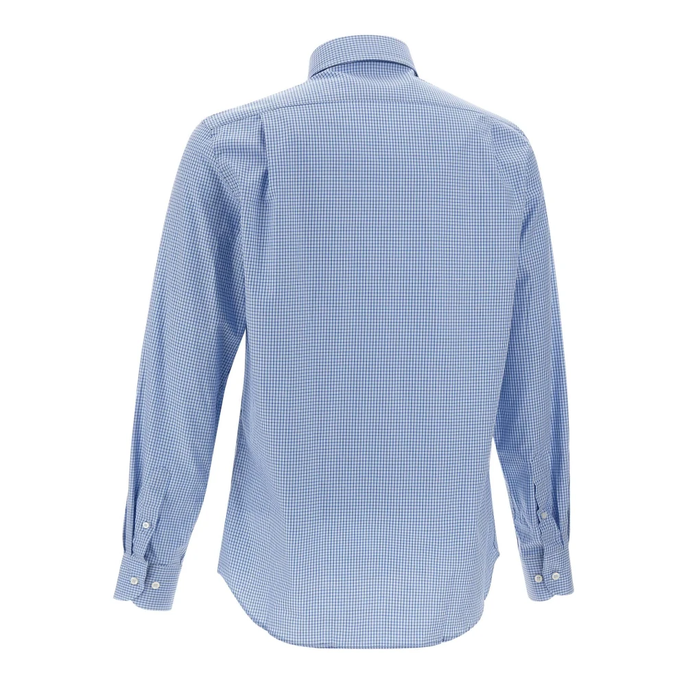 PAUL & SHARK Blauw geruite katoenen overhemd klassieke stijl Blue Heren
