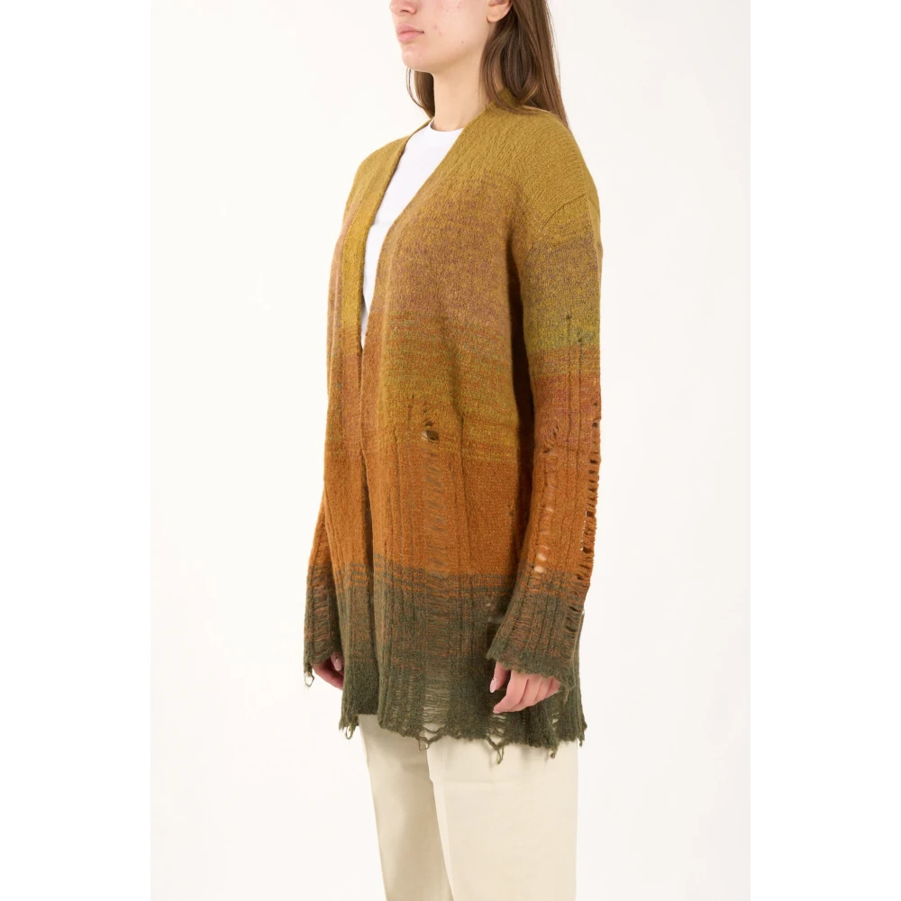 Dondup Alpaca blend cardigan met distressed details Multicolor Dames