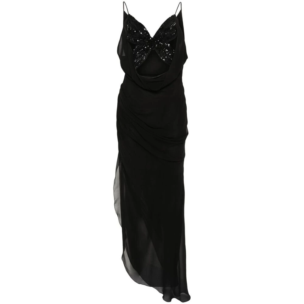 Blumarine Zijden jurk met vlinder motief Black Dames
