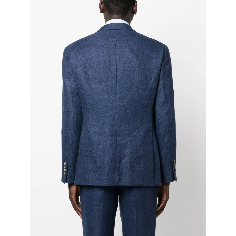 BRUNELLO CUCINELLI Navy Blue Linnen Jas Blue Heren