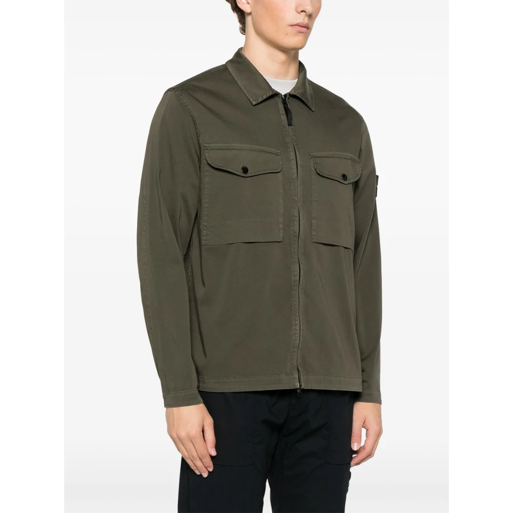 Stone Island Groene jassen met plooizakken Green Heren