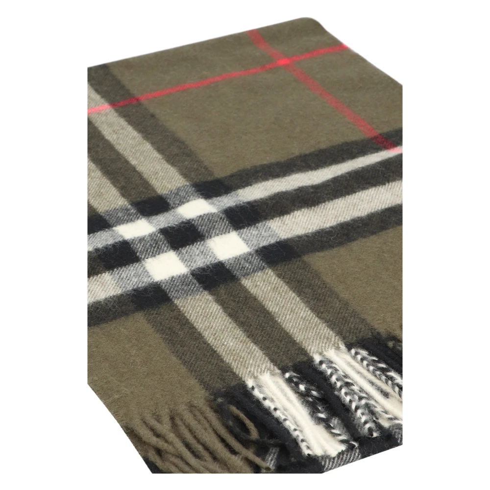 Burberry Luxe Cashmere Sjaal met Raffelrand Green Dames