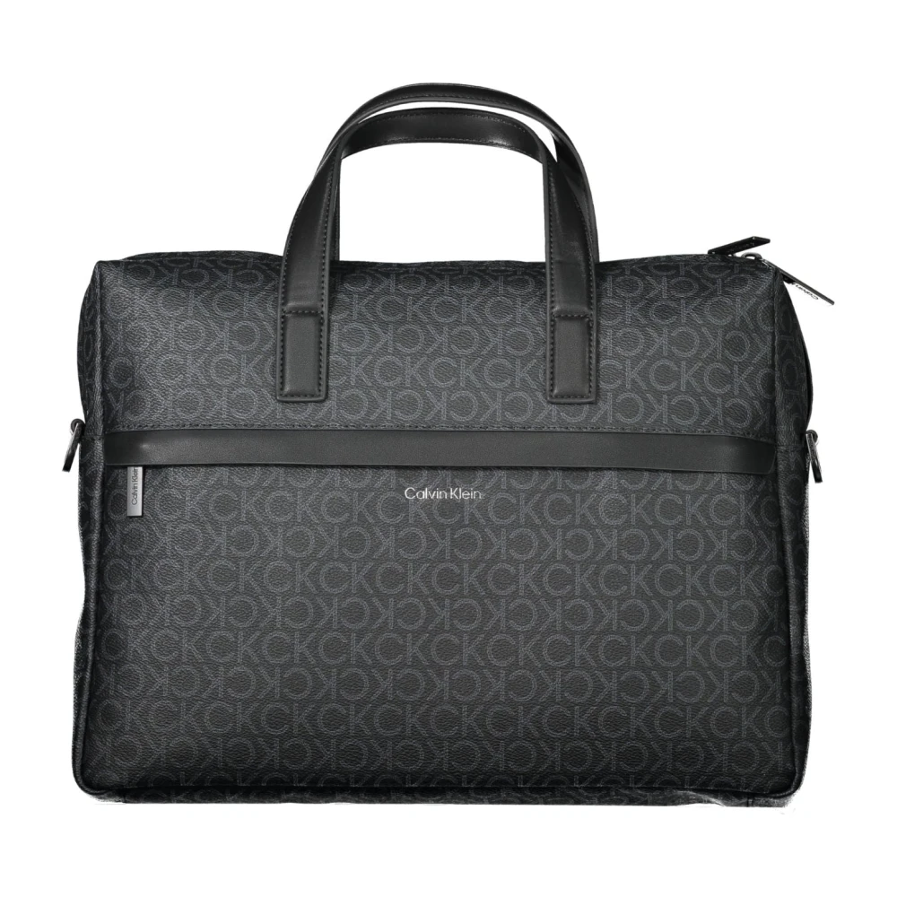Calvin Klein Zwarte heren aktetas met laptopvak Black Heren