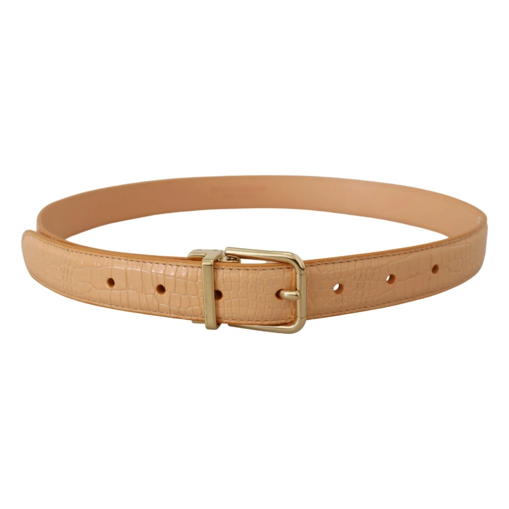 Dolce & Gabbana Exotisch Leer Gouden Metalen Gesp Riem Beige Dames