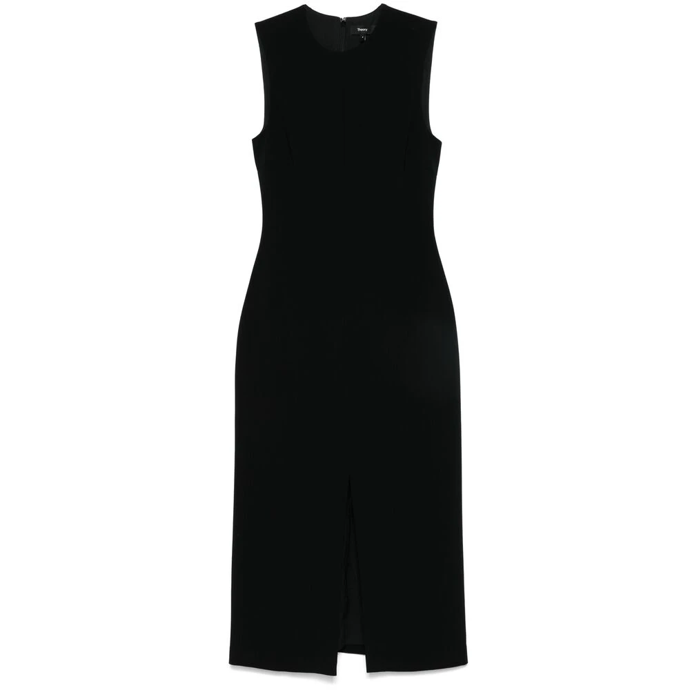 Theory Zwarte Mouwloze Ronde Hals Jurk Black Dames