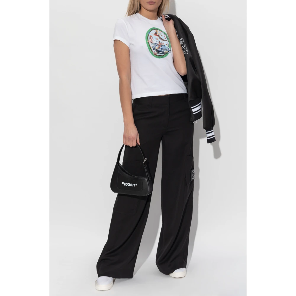 Off White T-shirt met logo White Dames