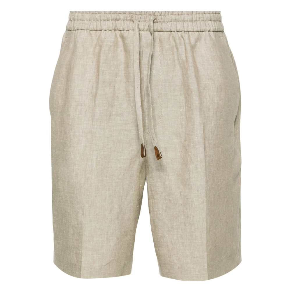 Brioni Casual Linnen Shorts in Beige Heren