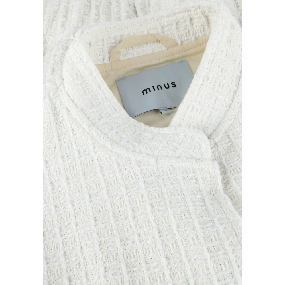 Minus Witte Bomberjack met Wafelpatroon White Dames