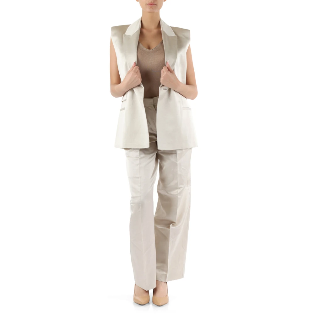 Calvin Klein Dubbelbreasted vest in viscose en katoen Beige Dames