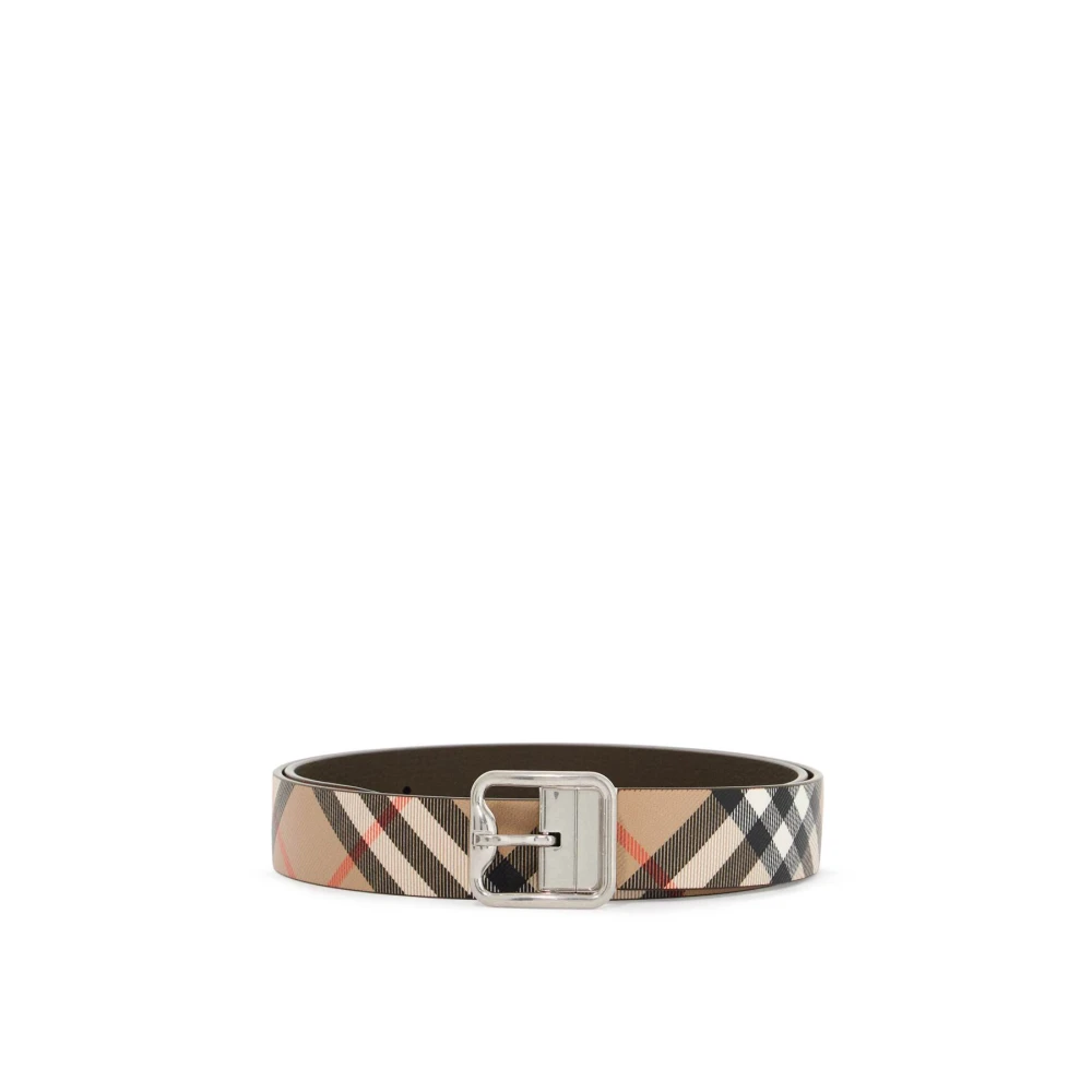 Burberry Men's Beige Belts, 100 Cm, Reversible Check Belt