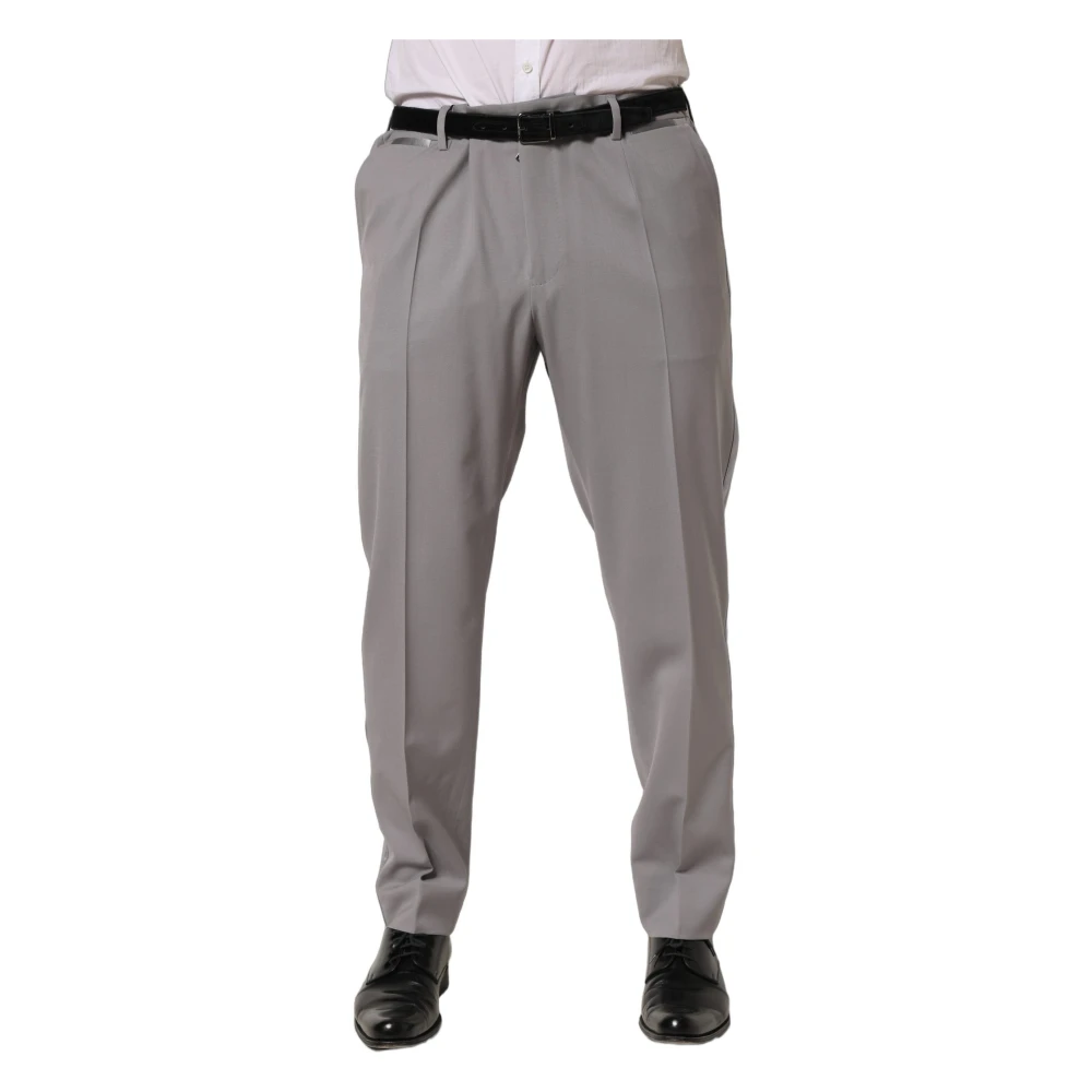 Dolce & Gabbana Men's Gray Wool Tapered Dress Trouser - Suit Trousers - 2XL - Trousers