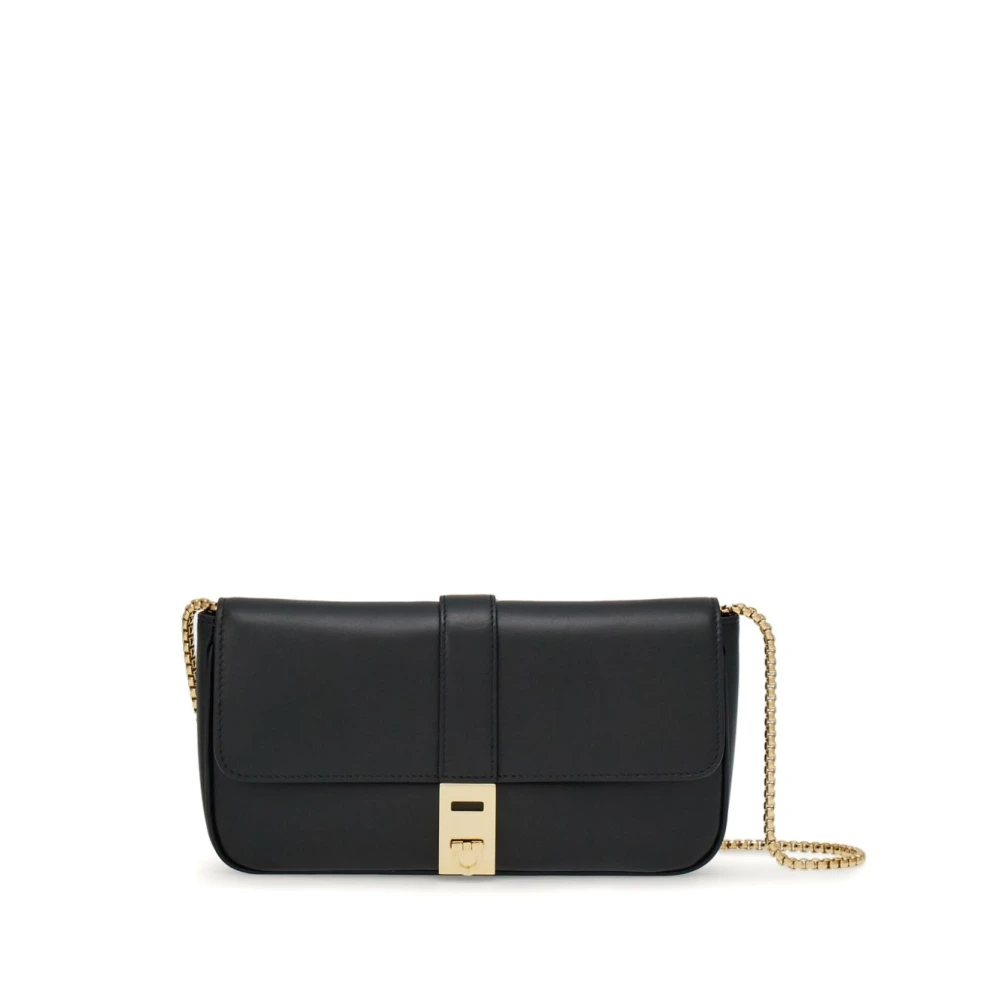 Salvatore Ferragamo Zwarte Gancini Ketting Schoudertas Black Dames